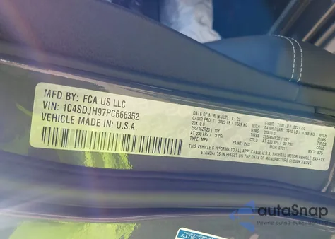 2023 Dodge Durango Srt Hellcat из США, поврежденный, VIN 1C4SDJH97PC666352